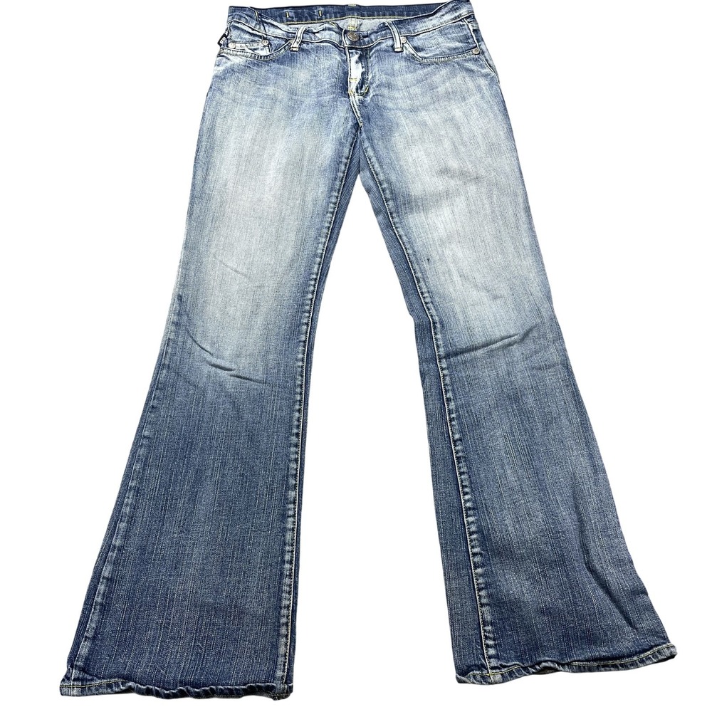 Rock & Republic Jeans Womens 27 Light Blue Low Rise Roth Flare Stretch 30x31